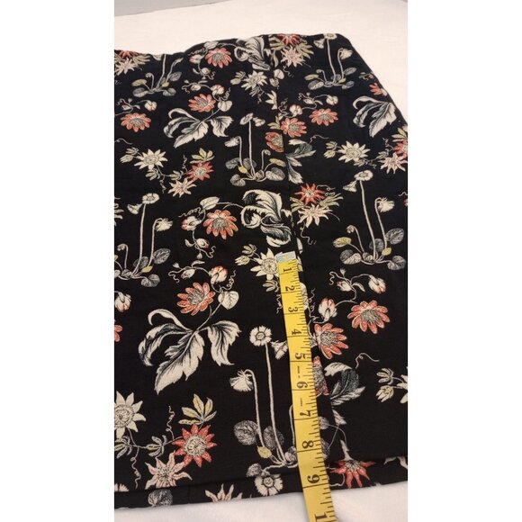 Ann Taylor Skirt Size 16 Black Floral Textured Thick Lined Front Slit Back Zip - Picture 3 of 9